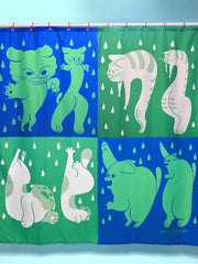 Part of the "Dry Cats" bath collection by illustrator Natali Koromoto. "Dry Cats" shower curtain.