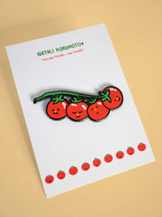 "You say tomato, I say tomate" Enamel Pin. Design by Natali Koromoto Martinez (NYC)