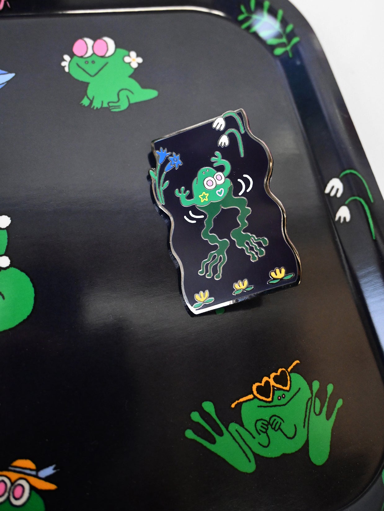 Natali Koromoto design "Fashionably Froggy" Enamel Pin