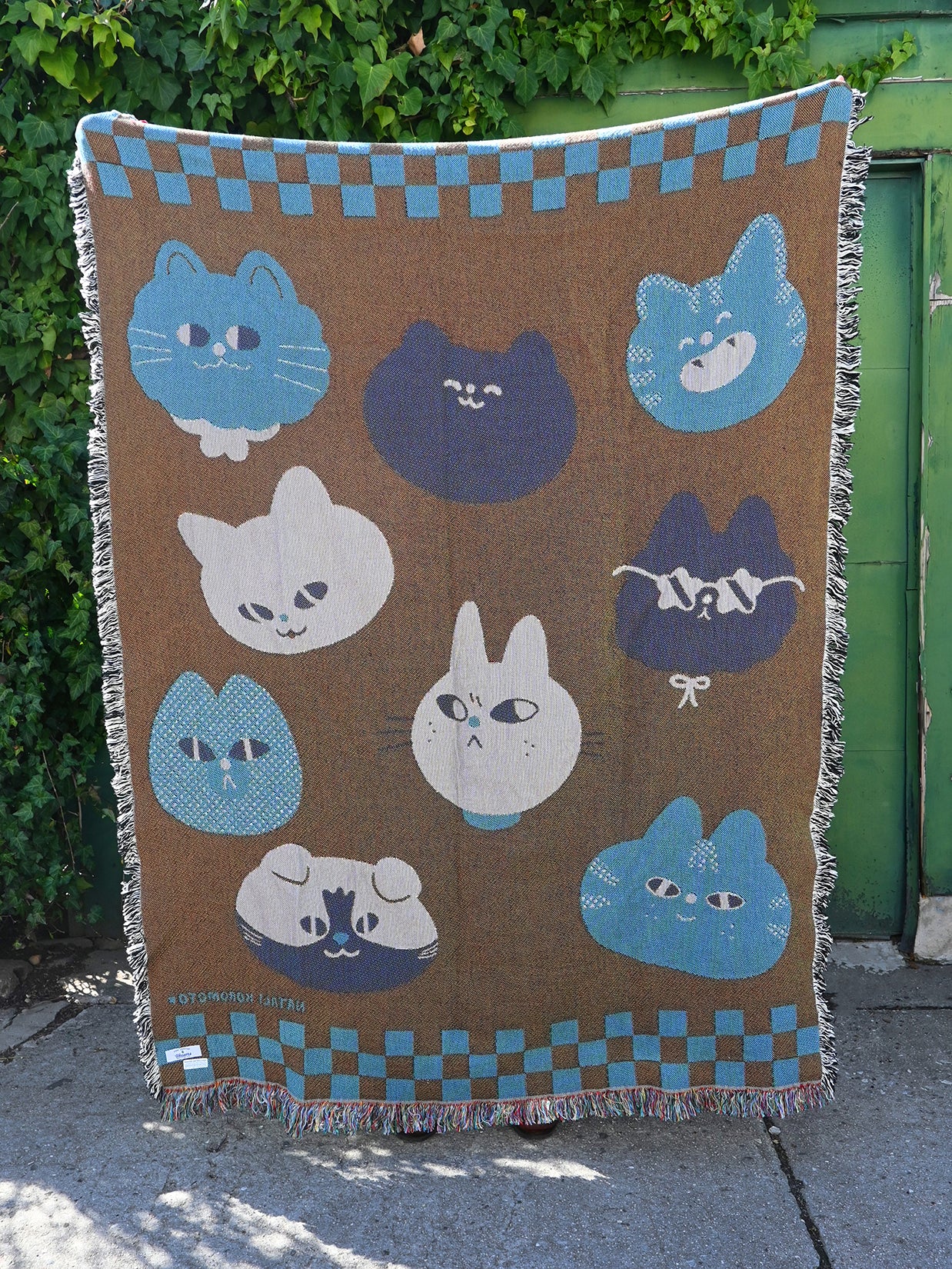 "CATS" Throw blanket design by illustrator Natali Koromoto Martinez. Made in USA.
