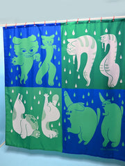 Part of the "Dry Cats" bath collection by illustrator Natali Koromoto. "Dry Cats" shower curtain.