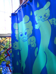 Part of the "Dry Cats" bath collection by illustrator Natali Koromoto. "Dry Cats" shower curtain.