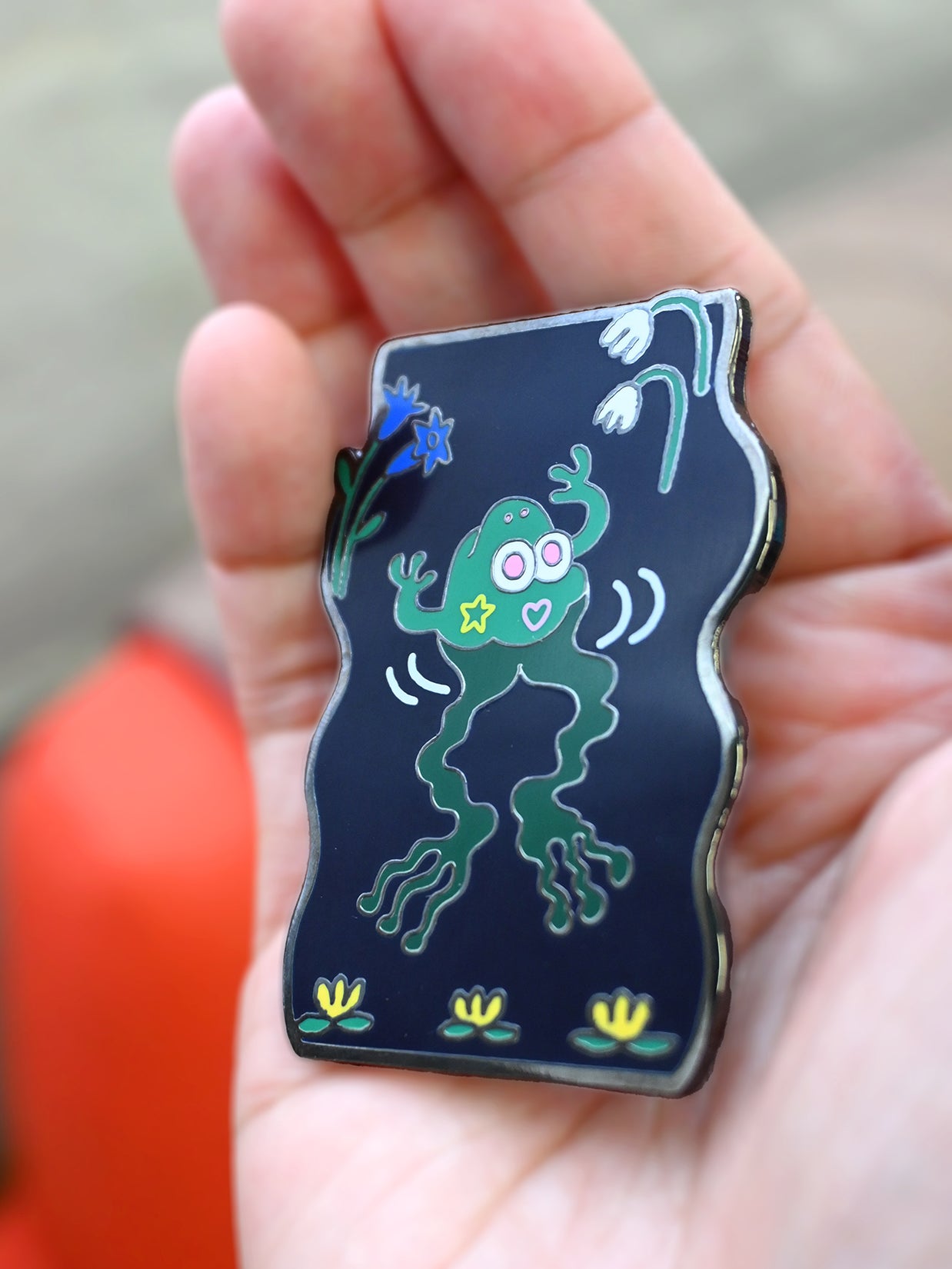 Natali Koromoto design "Fashionably Froggy" Enamel Pin