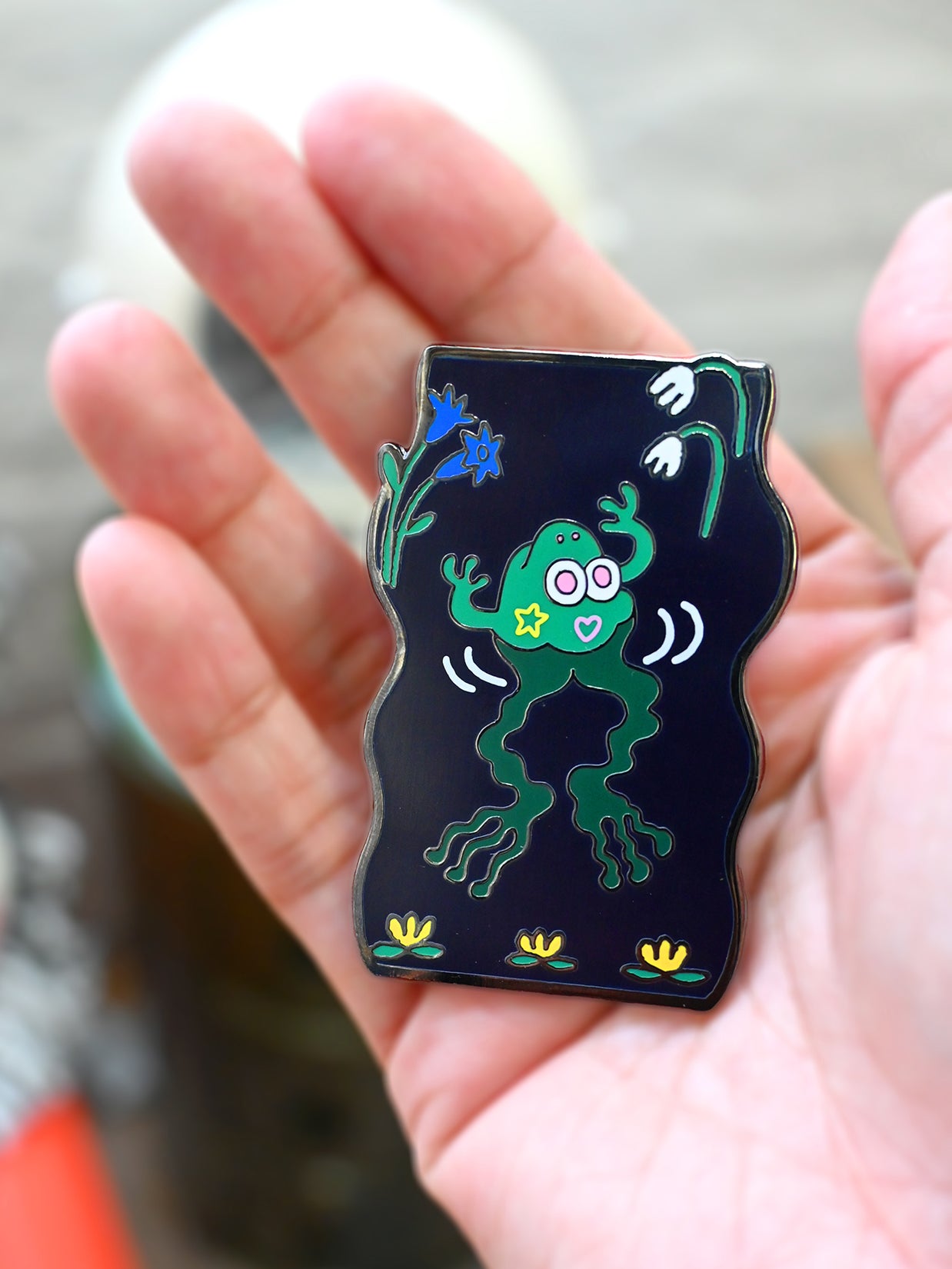 Natali Koromoto design "Fashionably Froggy" Enamel Pin