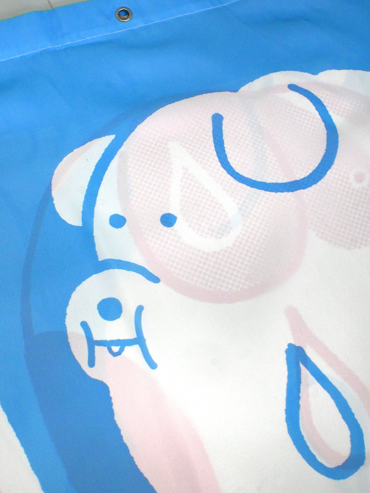 Part of the "Wet Dogs" bath collection by illustrator Natali Koromoto. "Wet Dogs" shower curtain.