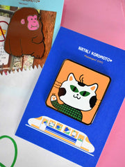 "The Passengers" (Cat) Enamel Pin. Design by Natali Koromoto Martinez (NYC)