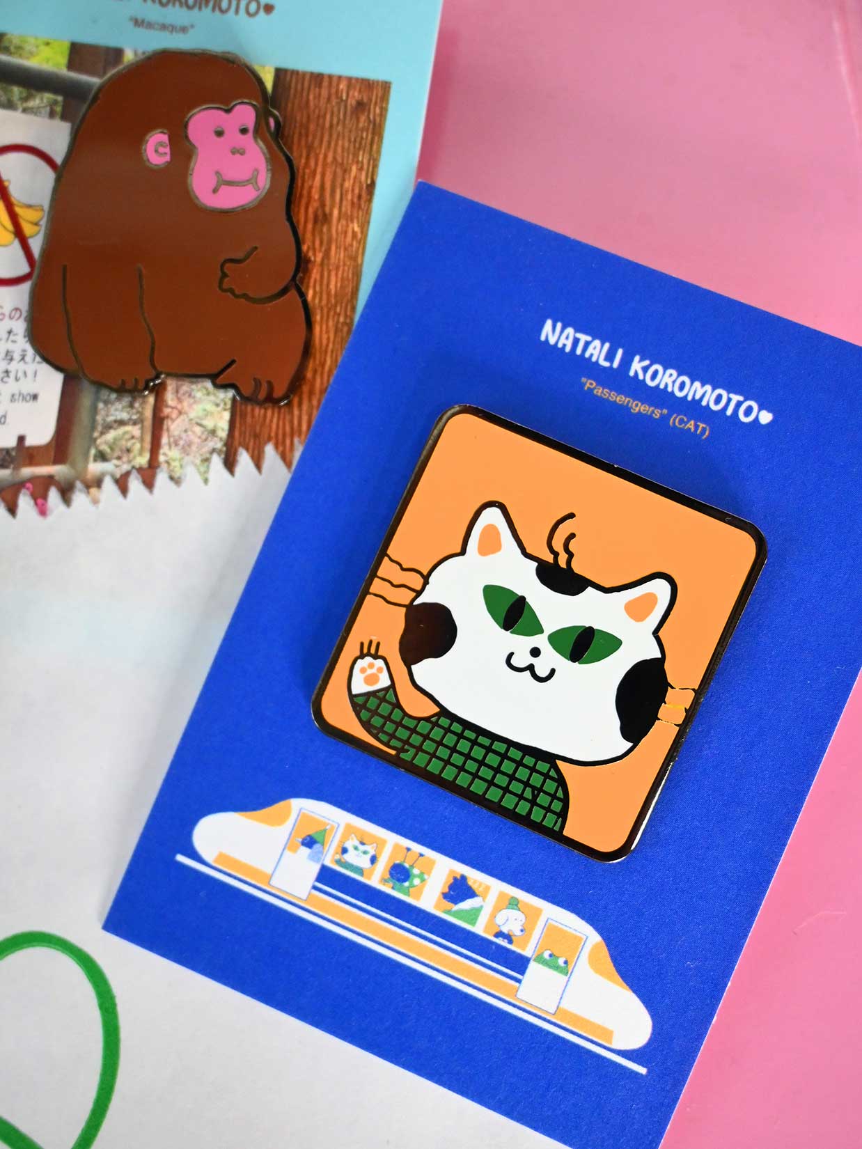 "The Passengers" (Cat) Enamel Pin. Design by Natali Koromoto Martinez (NYC)