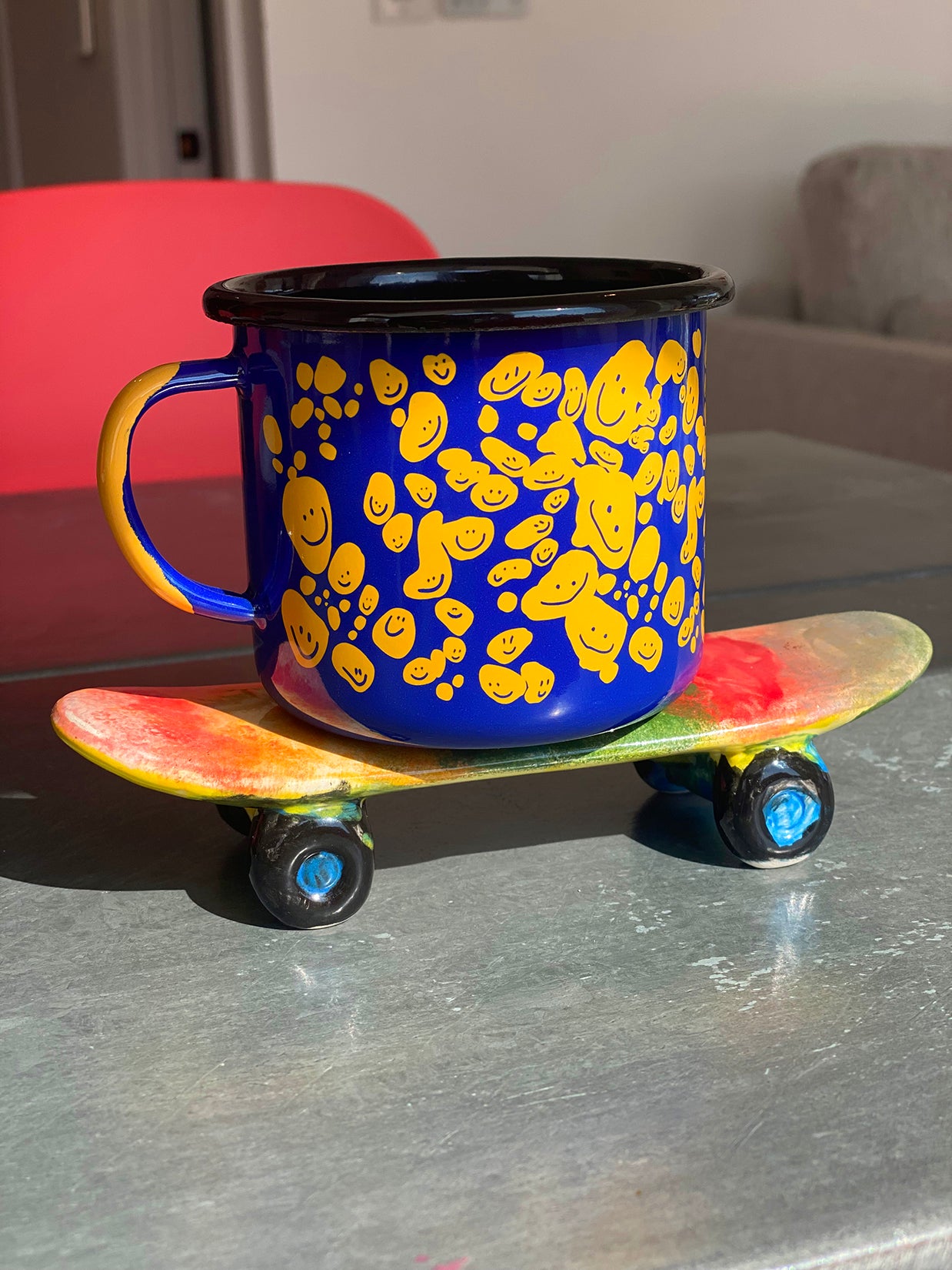 Natali Koromoto "Speckled Smileys" Enamel mug