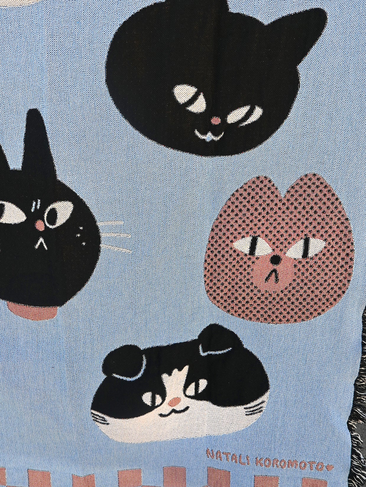 "CATS" Throw blanket design by illustrator Natali Koromoto Martinez. Made in USA.