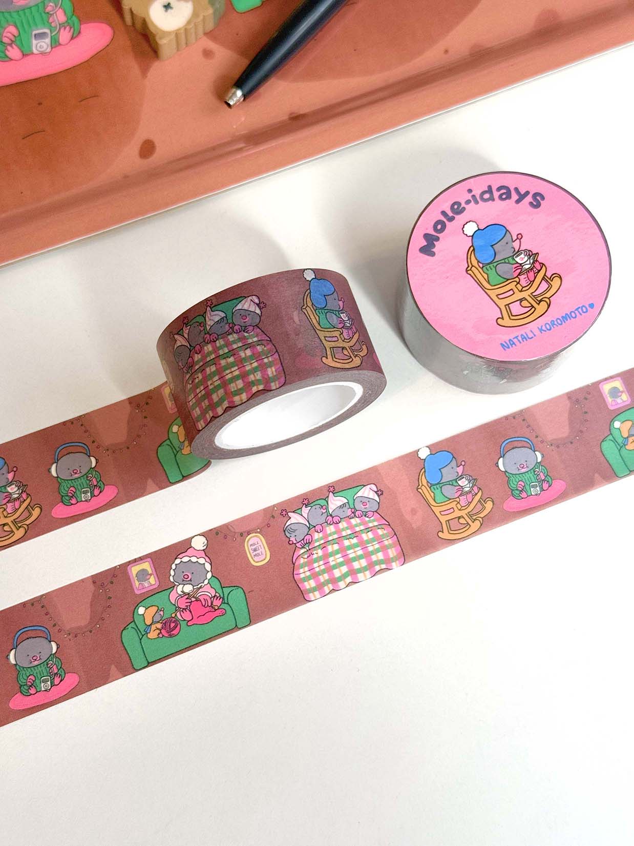 "Mole-idays Washi Tape design, by Natali Koromoto.