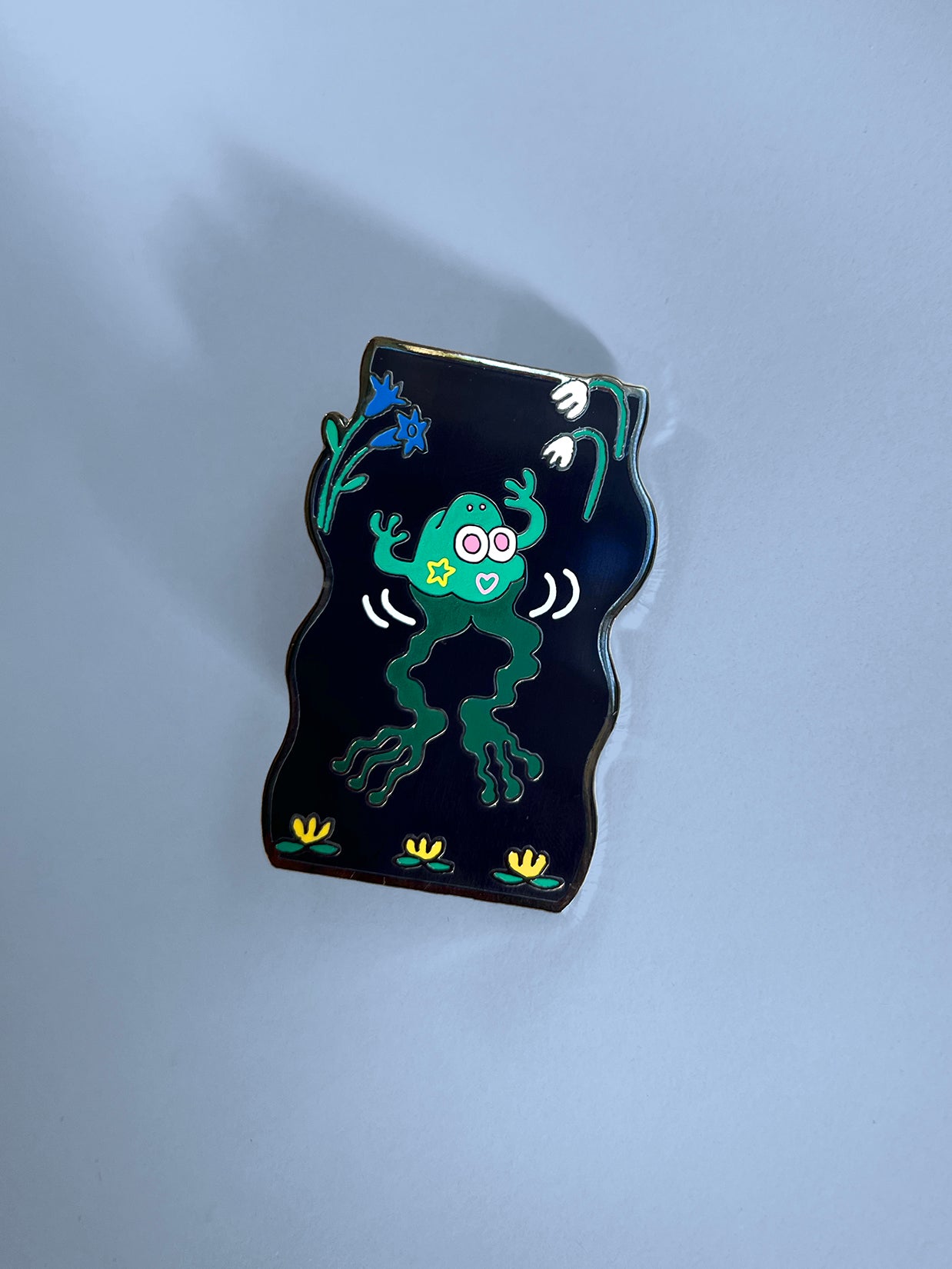 Natali Koromoto design "Fashionably Froggy" Enamel Pin