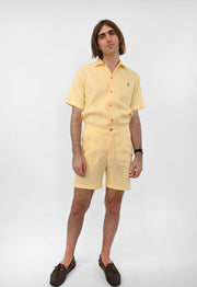 HO HOS HOLE IN THE WALL brand "Tutti-Frutti" Linen Shorts - Yellow Strawberry