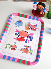 "Maria/ Lele Doll" Jumbo Catch-all tray design by Natali Koromoto Martinez. Tray for keys, knick-knacks, or what have you. Or hang on the wall for decoration.