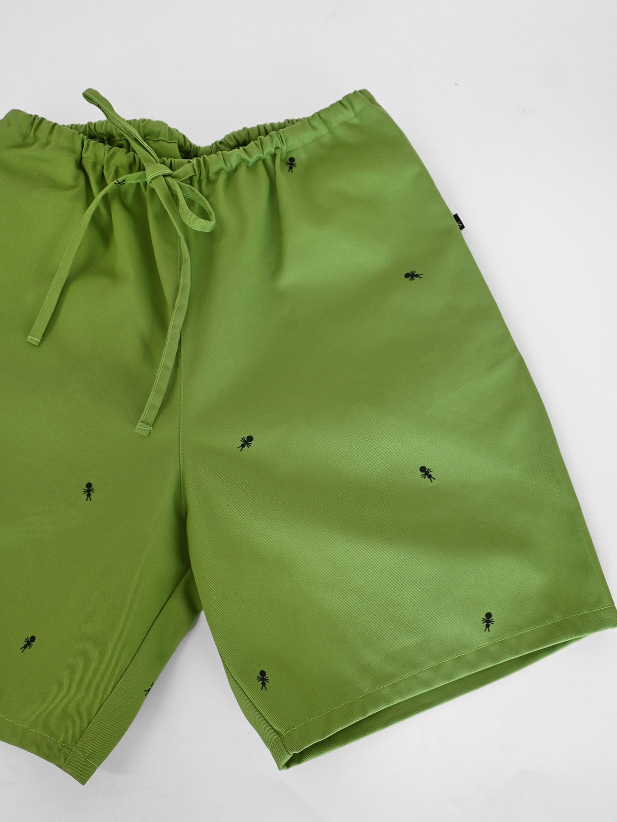 HO HOS HOLE IN THE WALL brand "Ants on Your Pants" Shorts. Design by Natali Koromoto. Avocado colorway