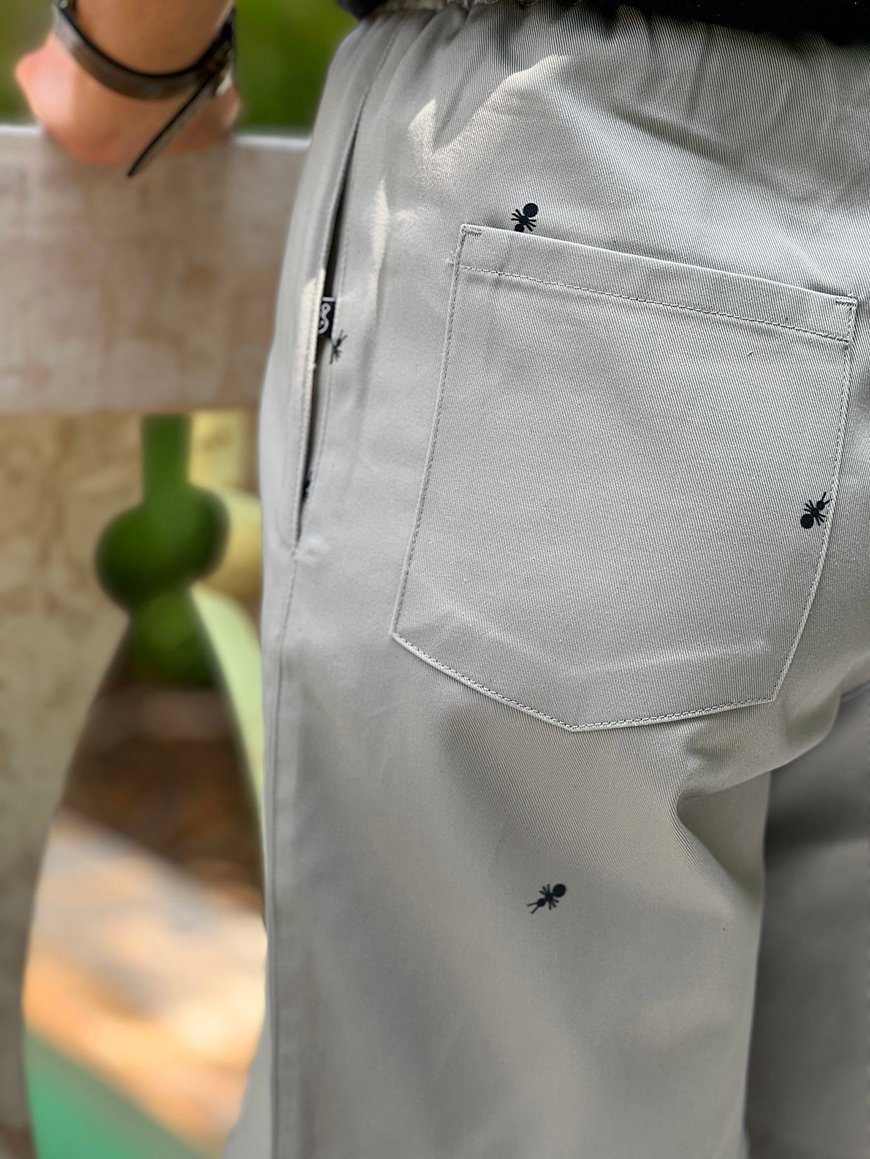 HO HOS HOLE IN THE WALL brand  "Ants on Your Pants" Shorts. Pearl Grey colorway