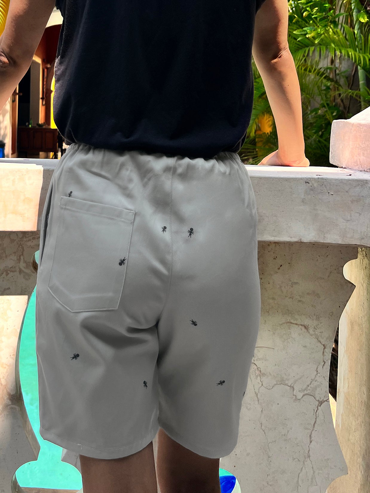 HO HOS HOLE IN THE WALL brand  "Ants on Your Pants" Shorts. Pearl Grey colorway