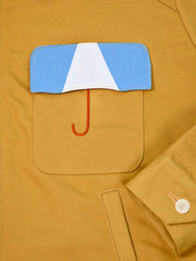 "Umbrella" Jacket - Honey dye colorway. Designed by Natali Koromoto's in-house clothing brand Ho Hos Hole in The Wall. Made in NYC with Eco-Twill, a combo organic cotton and polyester spun from recycled water and soda bottles.