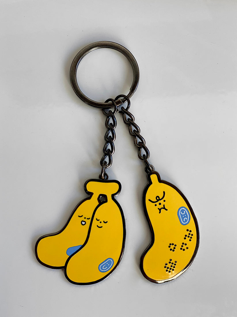 NEW Happy Banana Cat Pendant Keychain