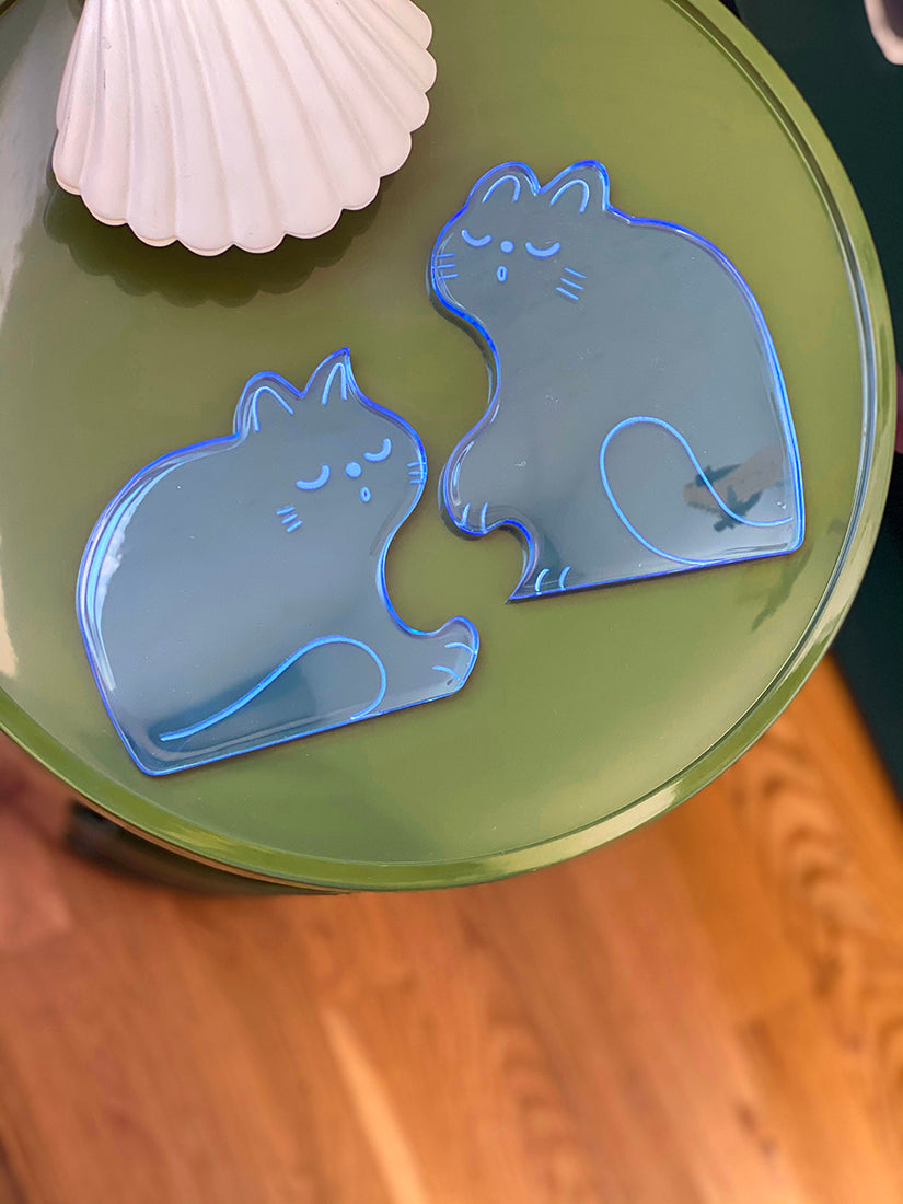 Natali Koromoto designed "Perfect Nap" collection (CATS) Set of two acrylic coasters.