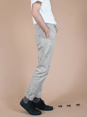 Natali Koromoto x Ho Hos Hole in The Wall brand "Ants on Your Pants" custom print design in Pearl Grey dye colorway 🦪🐜 Unisex regular fit lounge pull-on pant with elastic waist. USA-milled 100% organic cotton, dyed and printed with non-toxic, low-impact dyes and inks. Machine wash OK. Sizes 2XS-3XL. Made in NYC.