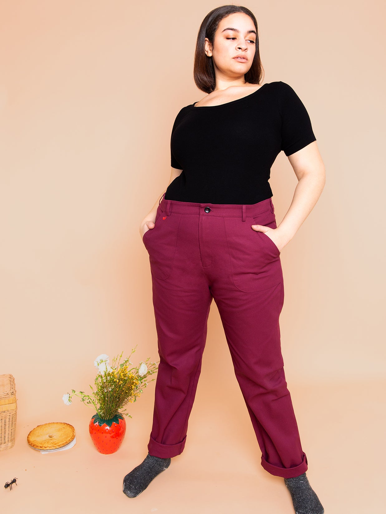 "Fire Ant" Pant - Sangria. By HO HOS HOLE IN THE WALL (NYC)