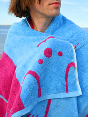 "WET DOGS" collection of bath towel, bathmat, and shower curtain. By illustrator/designer Natali Koromoto.
