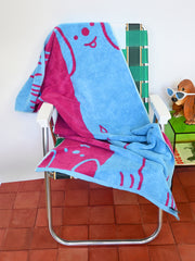 "WET DOGS" collection of bath towel, bathmat, and shower curtain. By illustrator/designer Natali Koromoto.