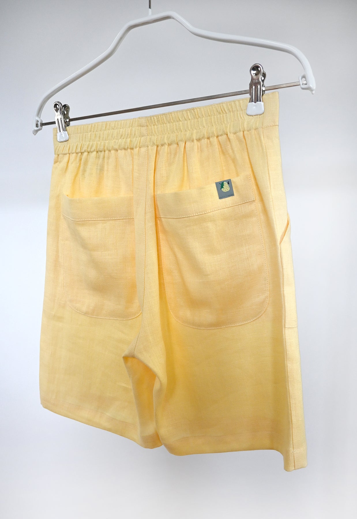 HO HOS HOLE IN THE WALL brand "Tutti-Frutti" Linen Shorts - Yellow Strawberry