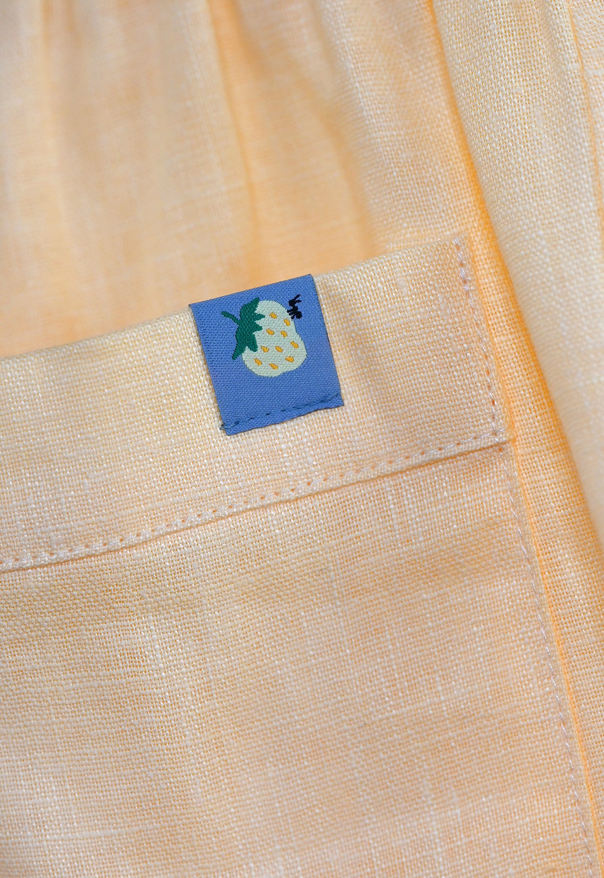 HO HOS HOLE IN THE WALL brand "Tutti-Frutti" Linen Shorts - Yellow Strawberry