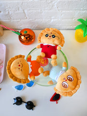  Original, Sweet, and Spicy "Empanada" 7" Plush. Designed by Natalí Koromoto Martínez.