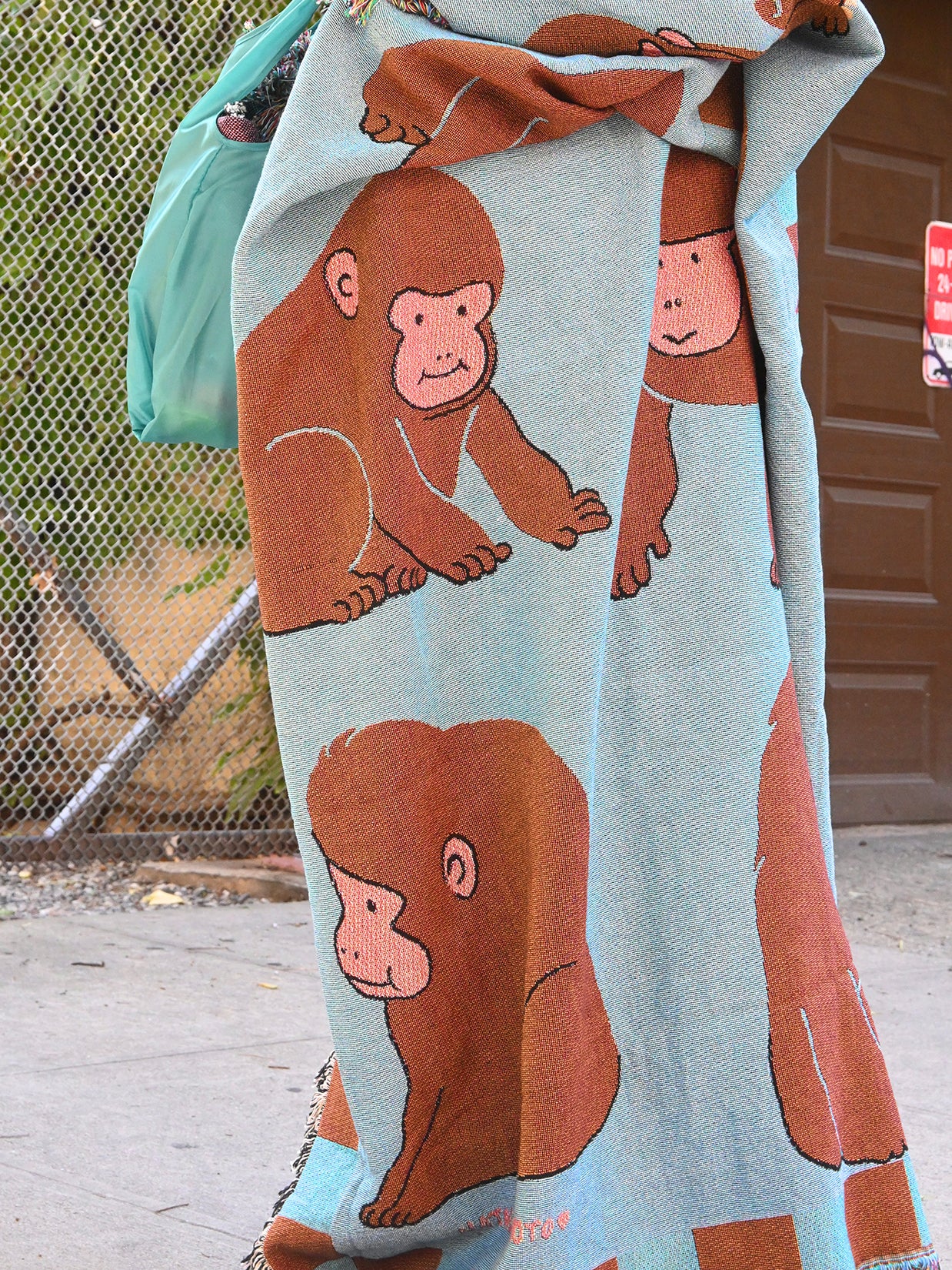 "Macaques!" Throw blanket. Design by Natali Koromoto NYC