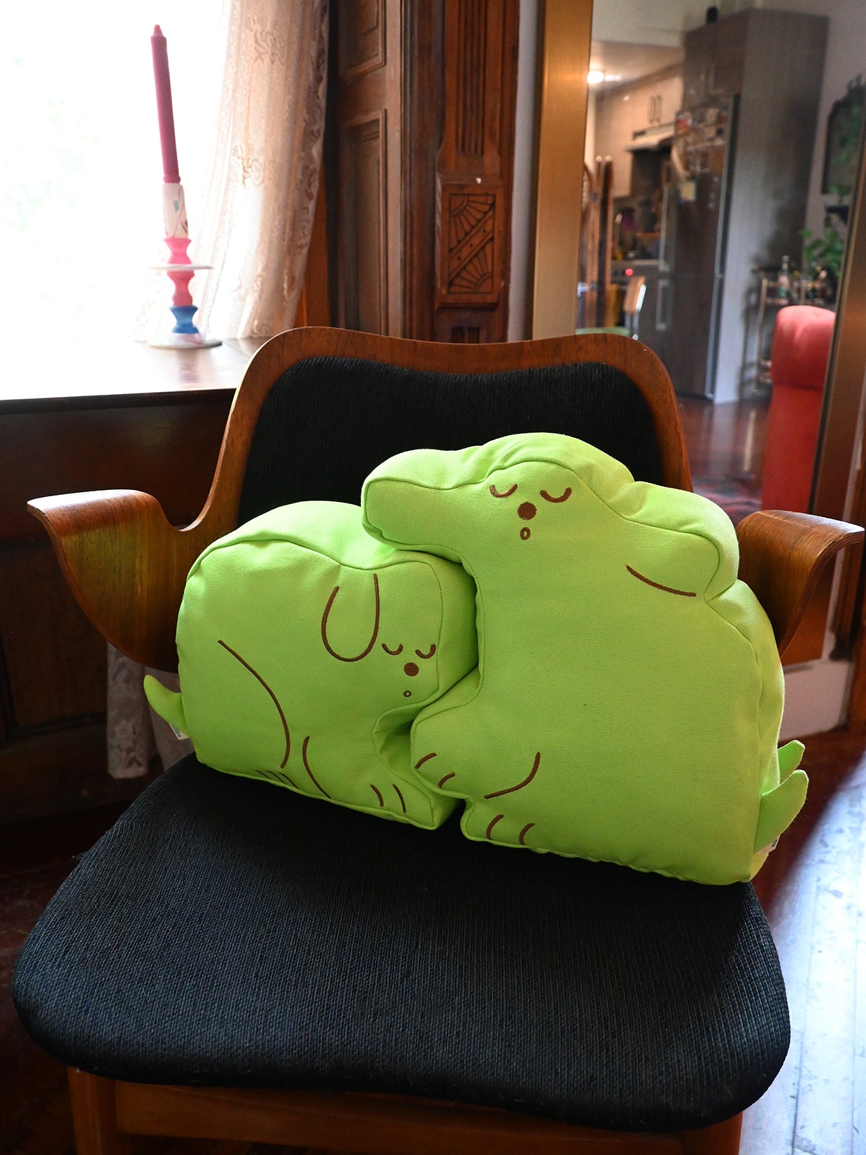 Natali Koromoto "Perfect Nap" design Throw pillow set - Kiwi color