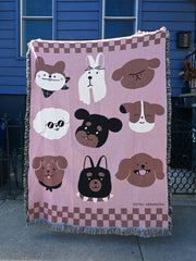 "DOGS" Throw blanket design by illustrator Natali Koromoto Martinez. Made in USA.