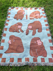 "Macaques!" Throw blanket. Design by Natali Koromoto NYC