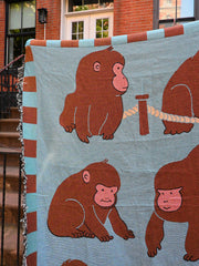 "Macaques!" Throw blanket. Design by Natali Koromoto NYC