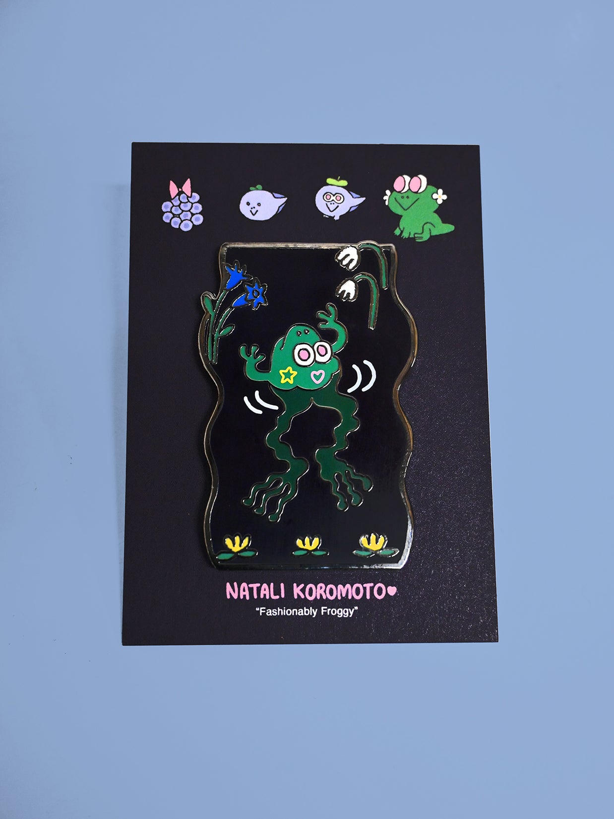 Natali Koromoto design "Fashionably Froggy" Enamel Pin