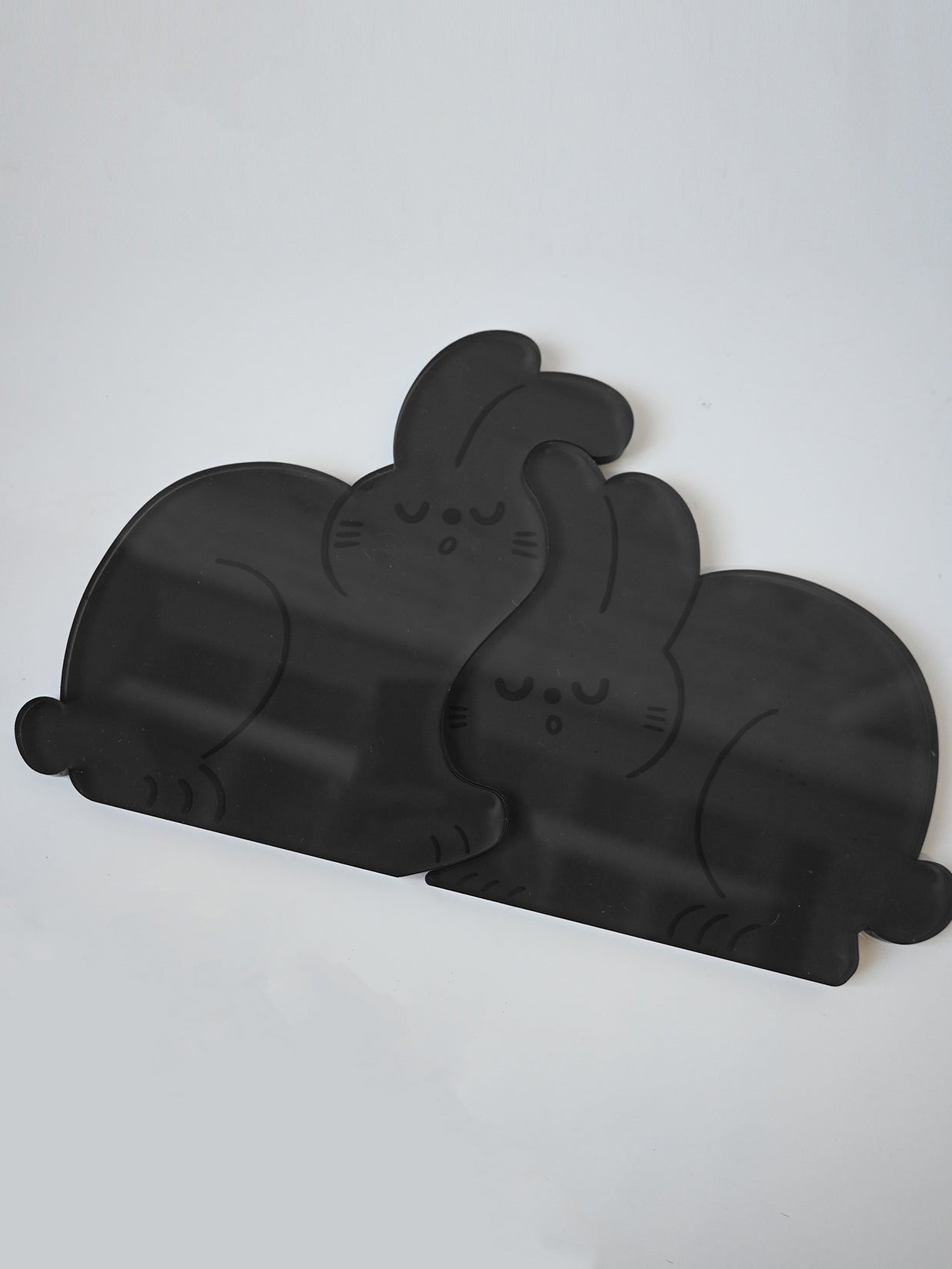 Natali Koromoto designed "Perfect Nap" collection (RABBITS) Set of two acrylic coasters. Black colorway.