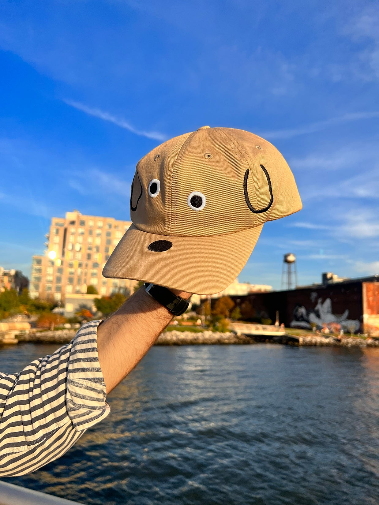"WOOF/PUP" Cap design by Natali Koromoto. 100% cotton twill baseball hat. Made in New York City.