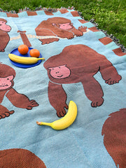 "Macaques!" Throw blanket. Design by Natali Koromoto NYC