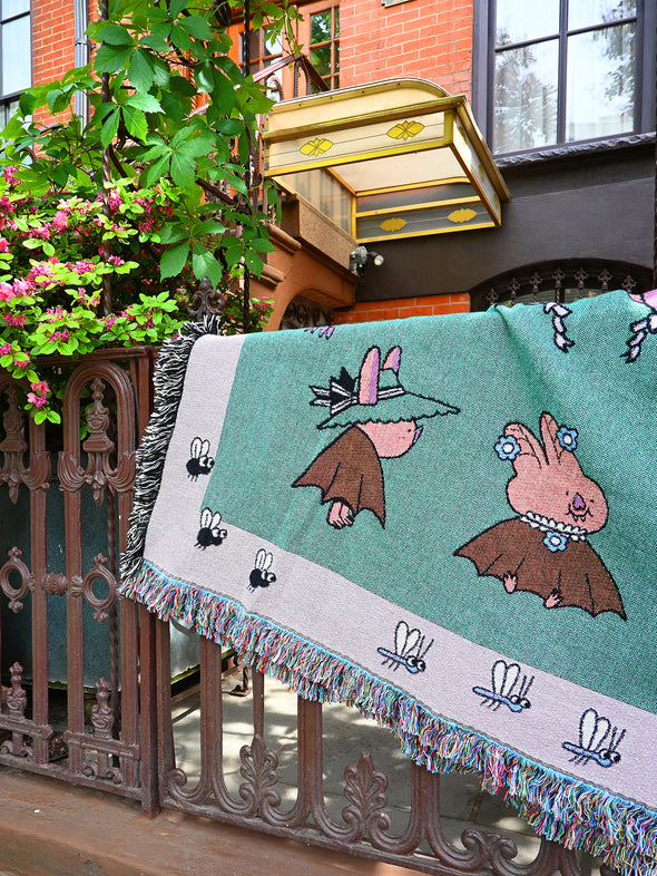 Natali Koromoto designed "Brilliantly Batty" cotton Throw blanket.