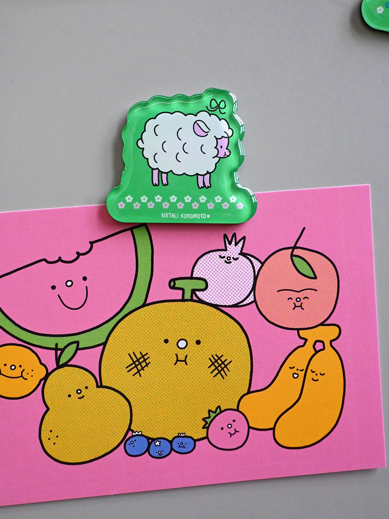 "Farm Girlies" Acrylic Magnets. Design by Natali Koromoto Martinez.