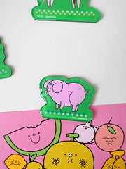 "Farm Girlies" Acrylic Magnets. Design by Natali Koromoto Martinez.