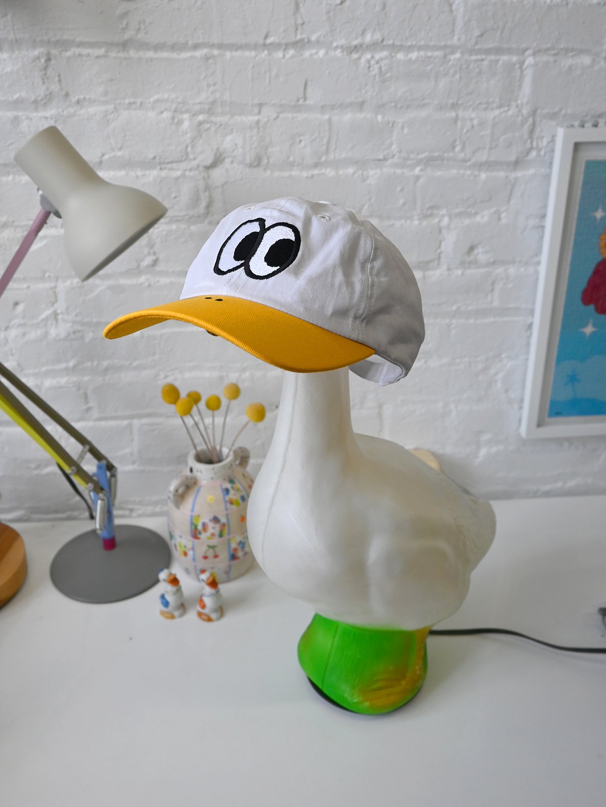 "QUACK/DUCK" Cap design by Natali Koromoto. Made by Ho Hos Hole in The Wall. 100% cotton. Made in NYC.