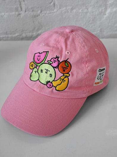 "Fresh Fruit" embroidered pink cap