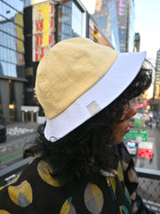 "Egghead" Linen bucket hat. Design by HO HOS HOLE IN THE WALL 🐜 Made in NYC