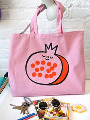 Fruit Stand "Pomegranate" screen printed tote bag - Design by Natali Koromoto