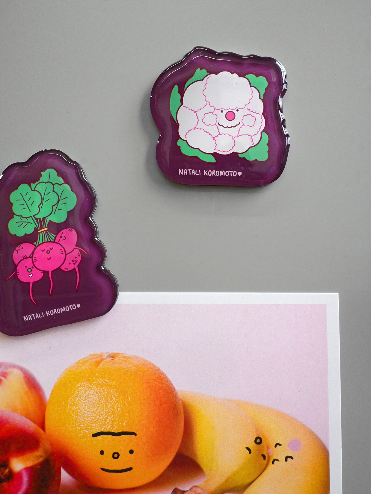 "Garden Party" Acrylic Magnets. Design by Natali Koromoto Martinez