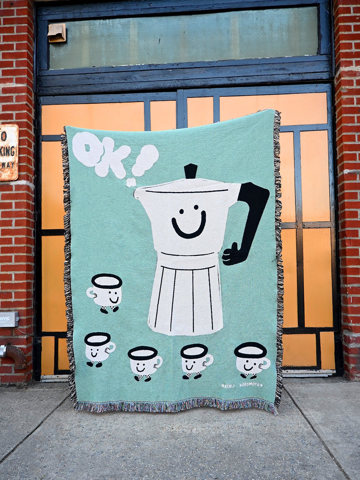 "Espresso Time!" Throw blanket. Design by Natali Koromoto Martinez