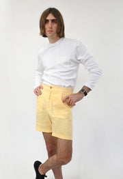 HO HOS HOLE IN THE WALL brand "Tutti-Frutti" Linen Shorts - Yellow Strawberry
