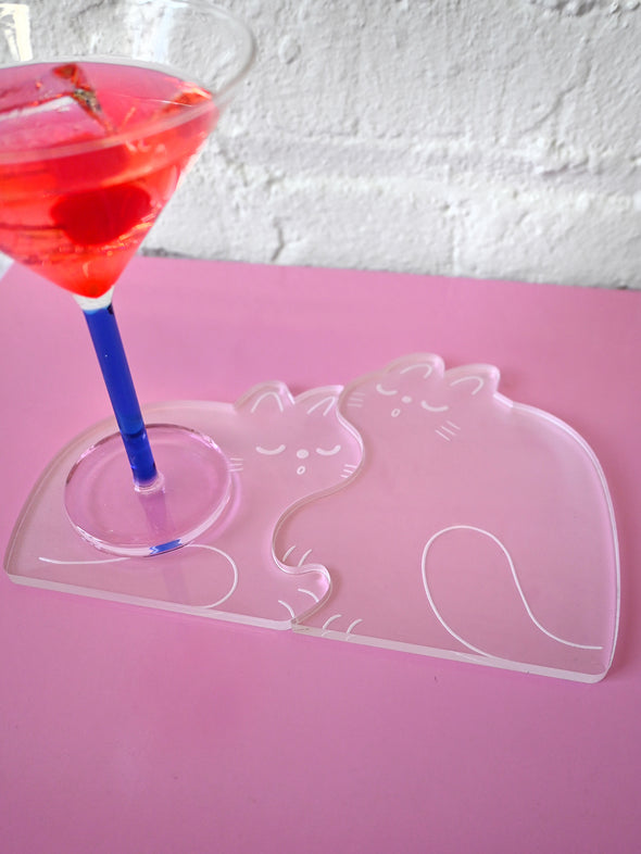 "Perfect Nap" (CATS) Set of two acrylic coasters